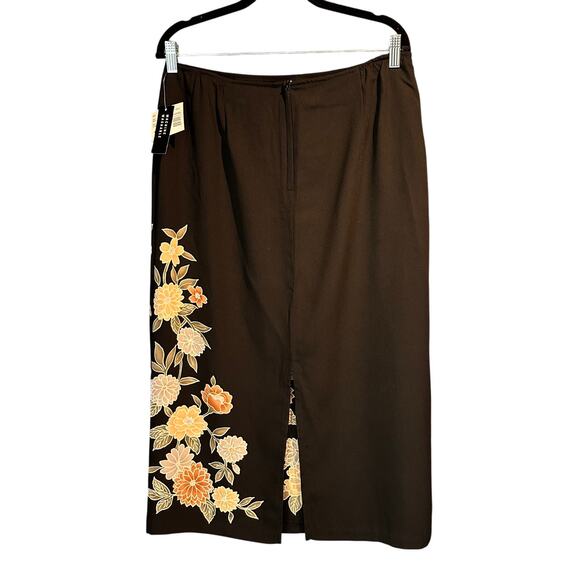 Vintage Sag Harbor New With Tags 14 Skirt Black Floral Office Boho Cottage - Picture 2 of 10